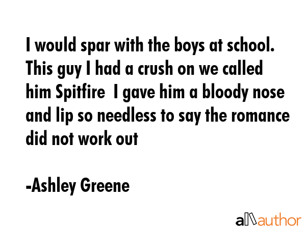 I would spar with the boys at school. This guy I had a crush on we called him Spitfire  I gave him... - Ashley Greene Quote GIF