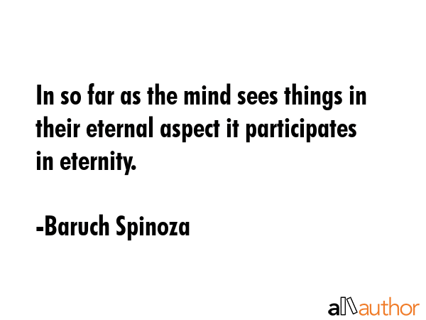 In so far as the mind sees things in their eternal aspect it participates in eternity. - Baruch Spinoza Quote GIF