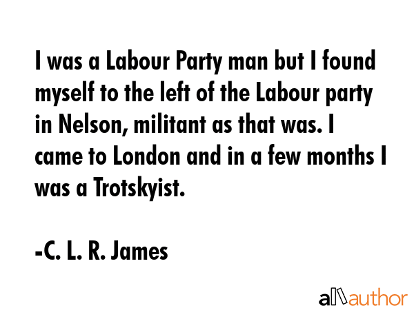 I was a Labour Party man but I found myself to the left of the Labour party in Nelson, militant as... - C. L. R. James Quote GIF