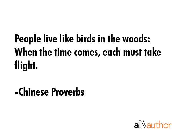 People live like birds in the woods: When the time comes, each must take flight. - Chinese Proverbs Quote GIF