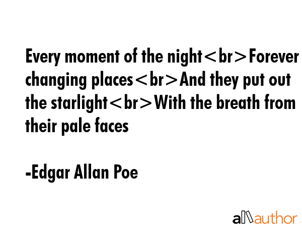 Every moment of the nightForever changing placesAnd they put out the starlightWith the breath from... - Edgar Allan Poe Quote GIF