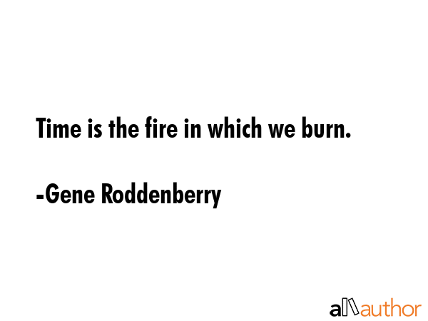 Time is the fire in which we burn. - Gene Roddenberry Quote