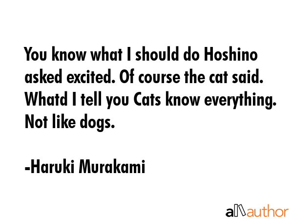 You know what I should do Hoshino asked excited. Of course the cat said. Whatd I tell you Cats know... - Haruki Murakami Quote GIF