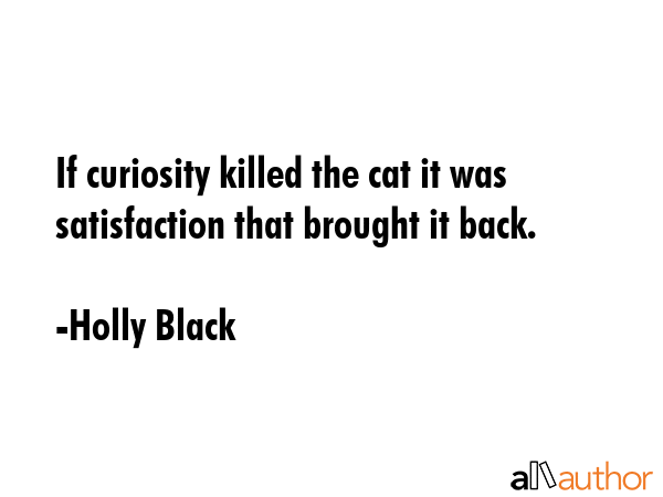 If curiosity killed the cat it was satisfaction that brought it back. - Holly Black Quote GIF