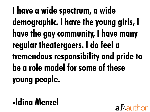 I have a wide spectrum, a wide demographic. I have the young girls, I have the gay community, I... - Idina Menzel Quote GIF