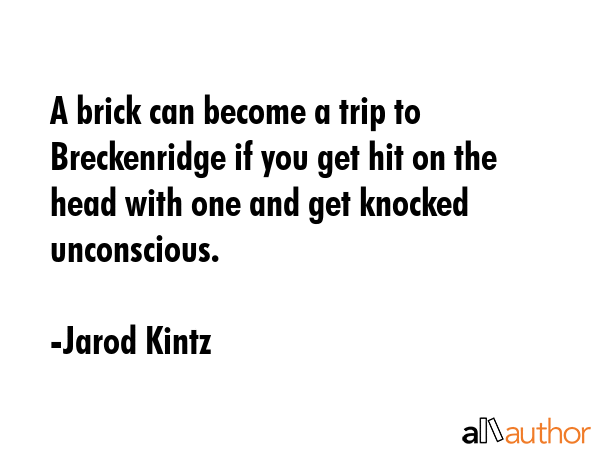 A brick can become a trip to Breckenridge if you get hit on the head with one and get knocked... - Jarod Kintz Quote GIF
