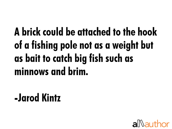A brick could be attached to the hook of a fishing pole not as a weight but as bait to catch big... - Jarod Kintz Quote GIF