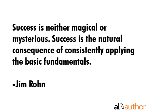 Success is neither magical or mysterious. Success is the natural consequence of consistently... - Jim Rohn Quote GIF