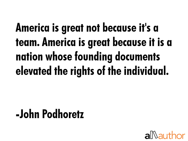 America is great not because it\