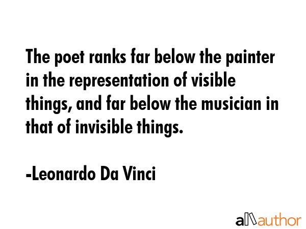 The poet ranks far below the painter in the representation of visible things, and far below the... - Leonardo Da Vinci Quote GIF