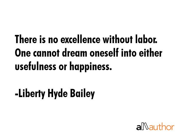 There is no excellence without labor. One cannot dream oneself into either usefulness or happiness. - Liberty Hyde Bailey Quote GIF