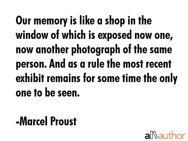 Our memory is like a shop in the window of which is exposed now one, now another photograph of the... - Marcel Proust Quote GIF
