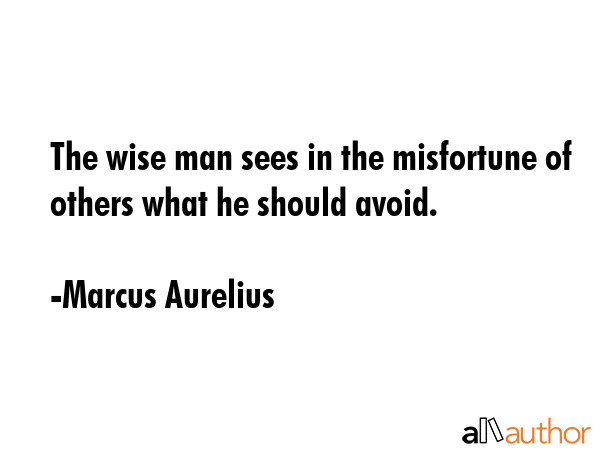 The wise man sees in the misfortune of others what he should avoid. - Marcus Aurelius Quote GIF