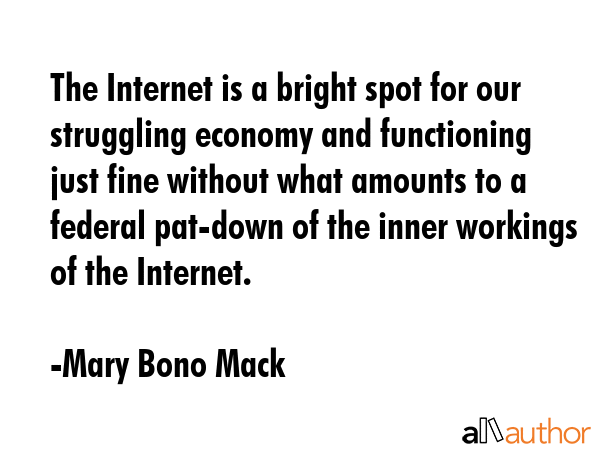 The Internet is a bright spot for our struggling economy and functioning just fine without what... - Mary Bono Mack Quote GIF