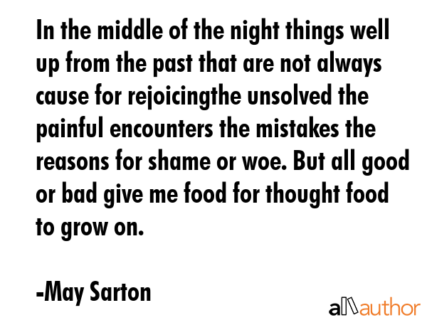 In the middle of the night things well up from the past that are not always cause for rejoicingthe... - May Sarton Quote GIF
