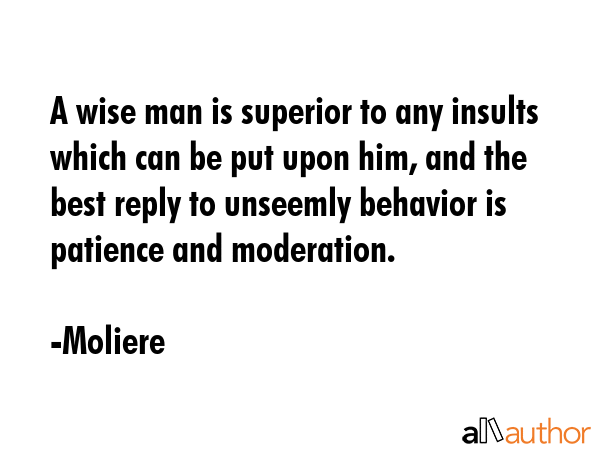 A wise man is superior to any insults which can be put upon him, and the best reply to unseemly... - Moliere Quote GIF