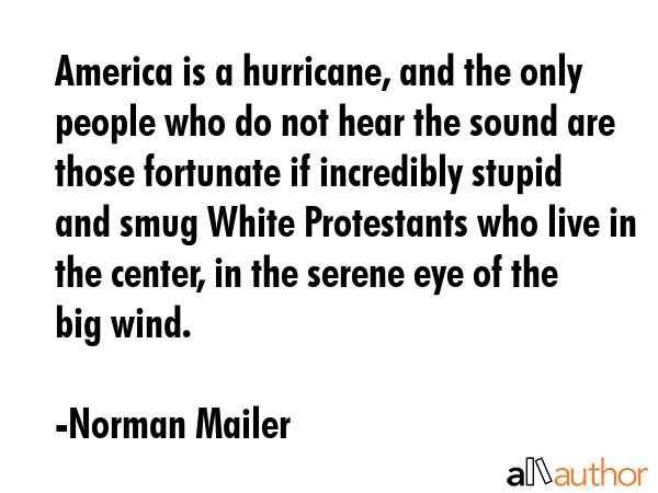 America is a hurricane, and the only people who do not hear the sound are those fortunate if... - Norman Mailer Quote GIF