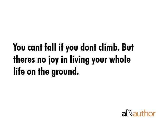 You cant fall if you dont climb. But theres no joy in living your whole life on the ground. -  Quote GIF