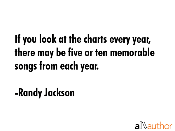 If you look at the charts every year, there may be five or ten memorable songs from each year. - Randy Jackson Quote GIF