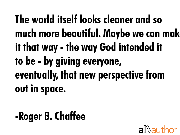 The world itself looks cleaner and so much more beautiful. Maybe we can make it that way - the way... - Roger B. Chaffee Quote GIF