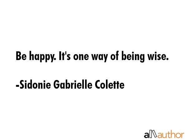 Be happy. It\