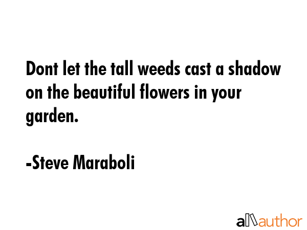Dont let the tall weeds cast a shadow on the beautiful flowers in your garden. - Steve Maraboli Quote GIF