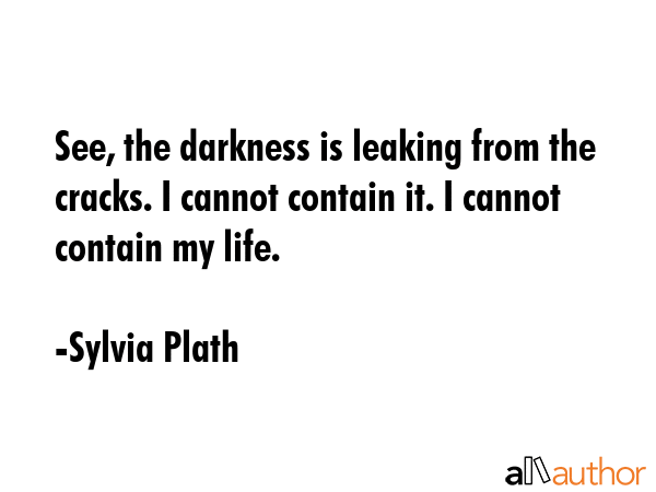 See, the darkness is leaking from the cracks. I cannot contain it. I cannot contain my life. - Sylvia Plath Quote GIF