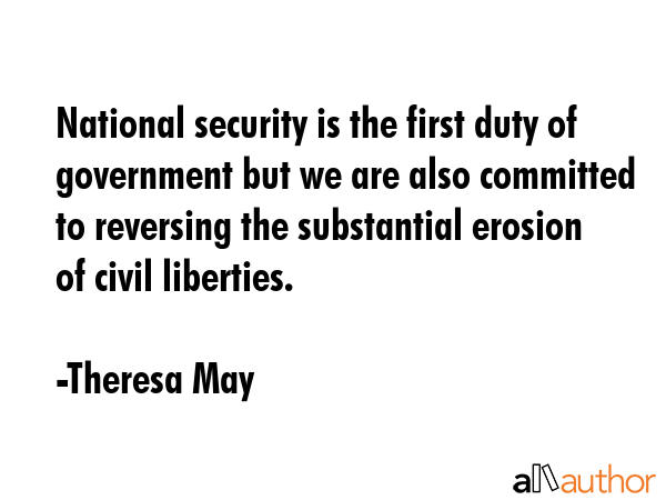 National security is the first duty of government but we are also committed to reversing the... - Theresa May Quote GIF