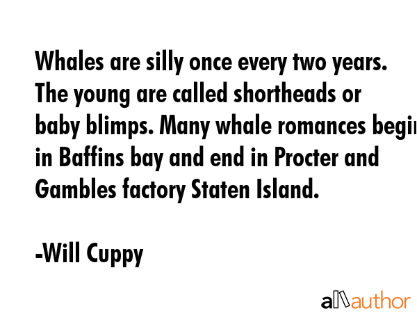 Whales are silly once every two years. The young are called shortheads or baby blimps. Many whale... - Will Cuppy Quote GIF
