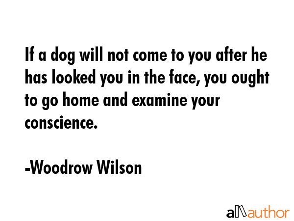 If a dog will not come to you after he has looked you in the face, you ought to go home and examine... - Woodrow Wilson Quote GIF